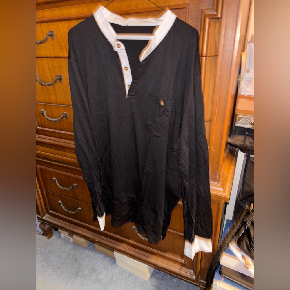 Black Long Sleeve Shirt with White Trim